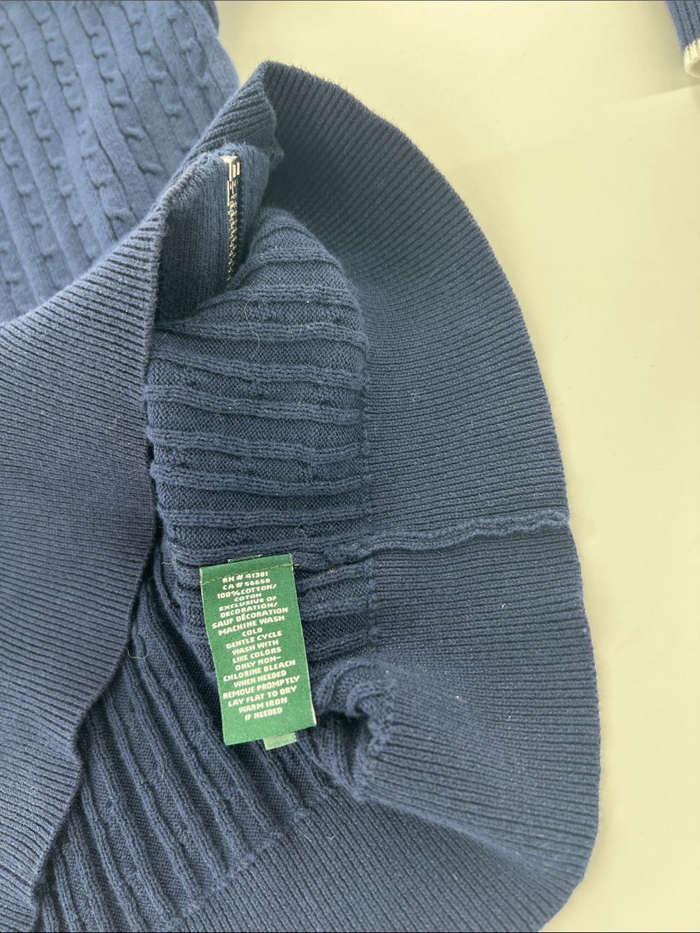 Lauren Ralph Lauren half-knit full-zip sweater embroidered heritage Preppy - Picture 9 of 10